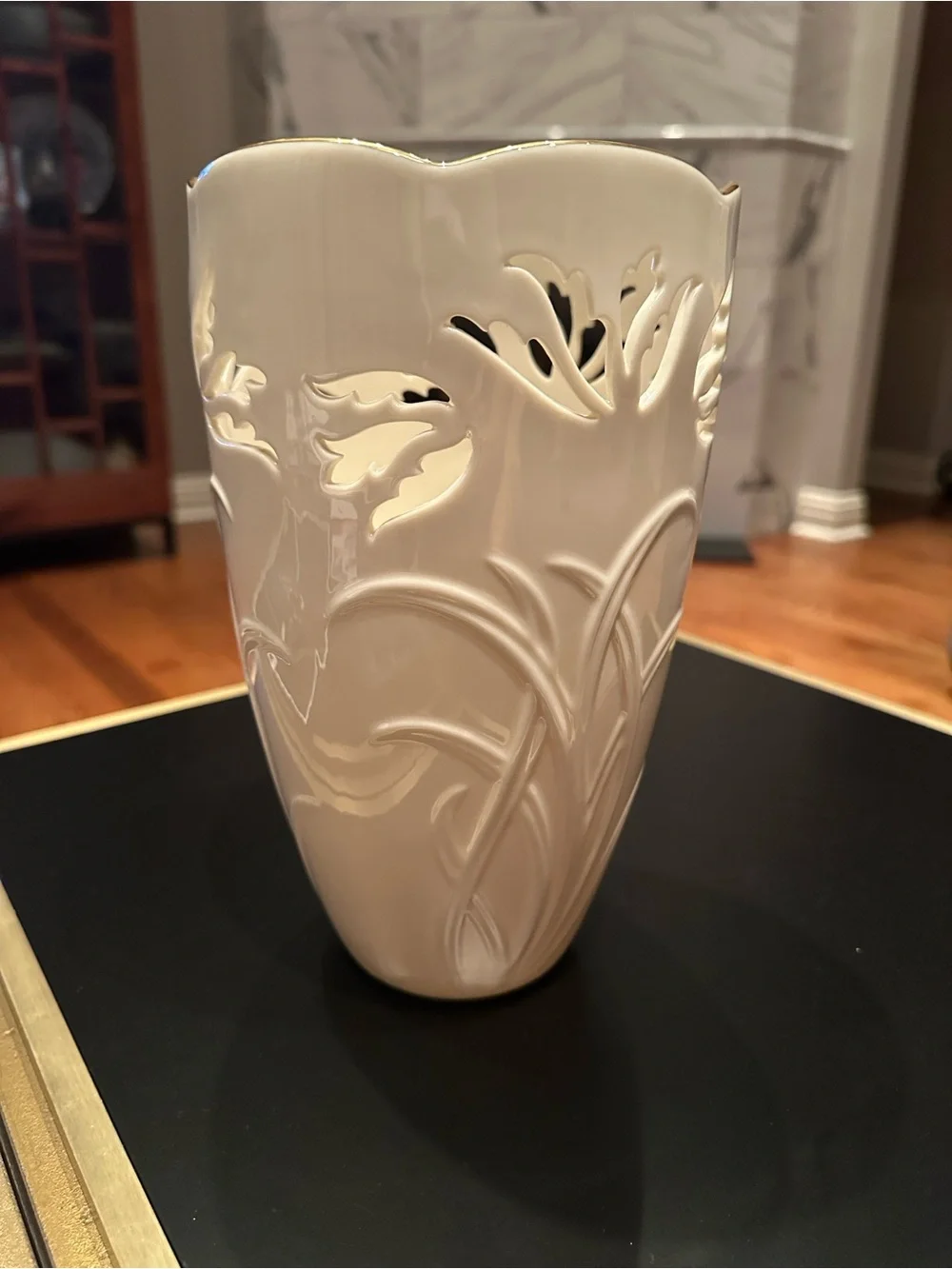 Elegant Lenox Floral Vase with Gold Rim